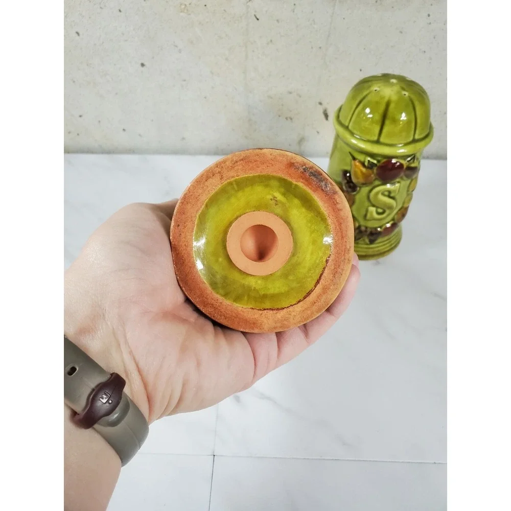 Vintage Los Angeles California Pottery Salt Pepper Shaker‎ Set Large Green KG